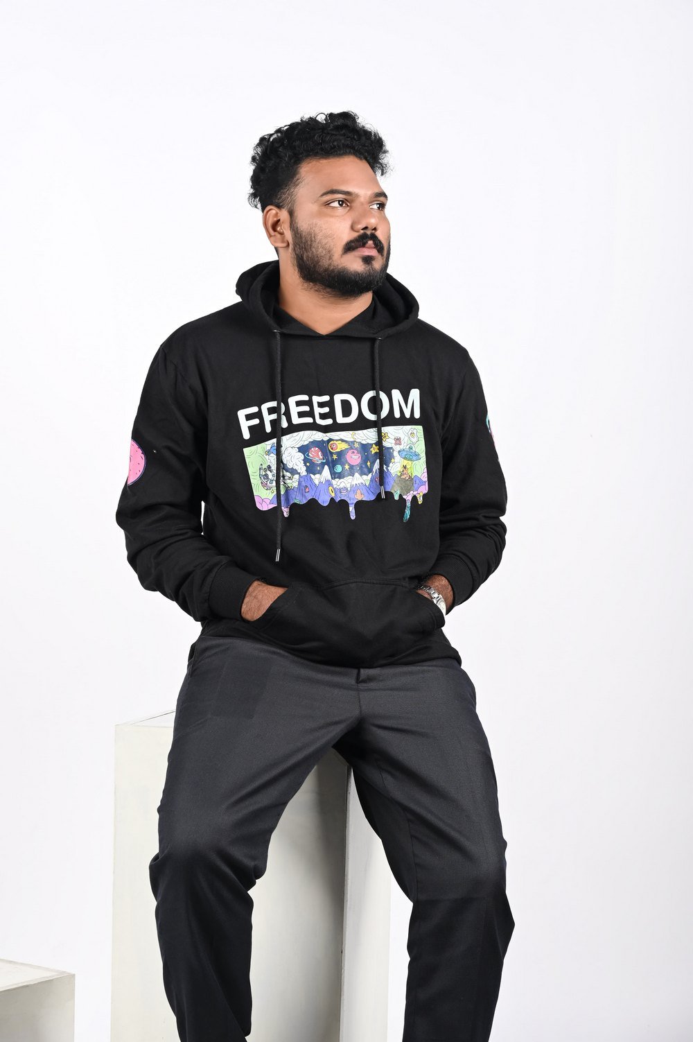FREEDOM Artistic Hoodie (Black) - Image 4